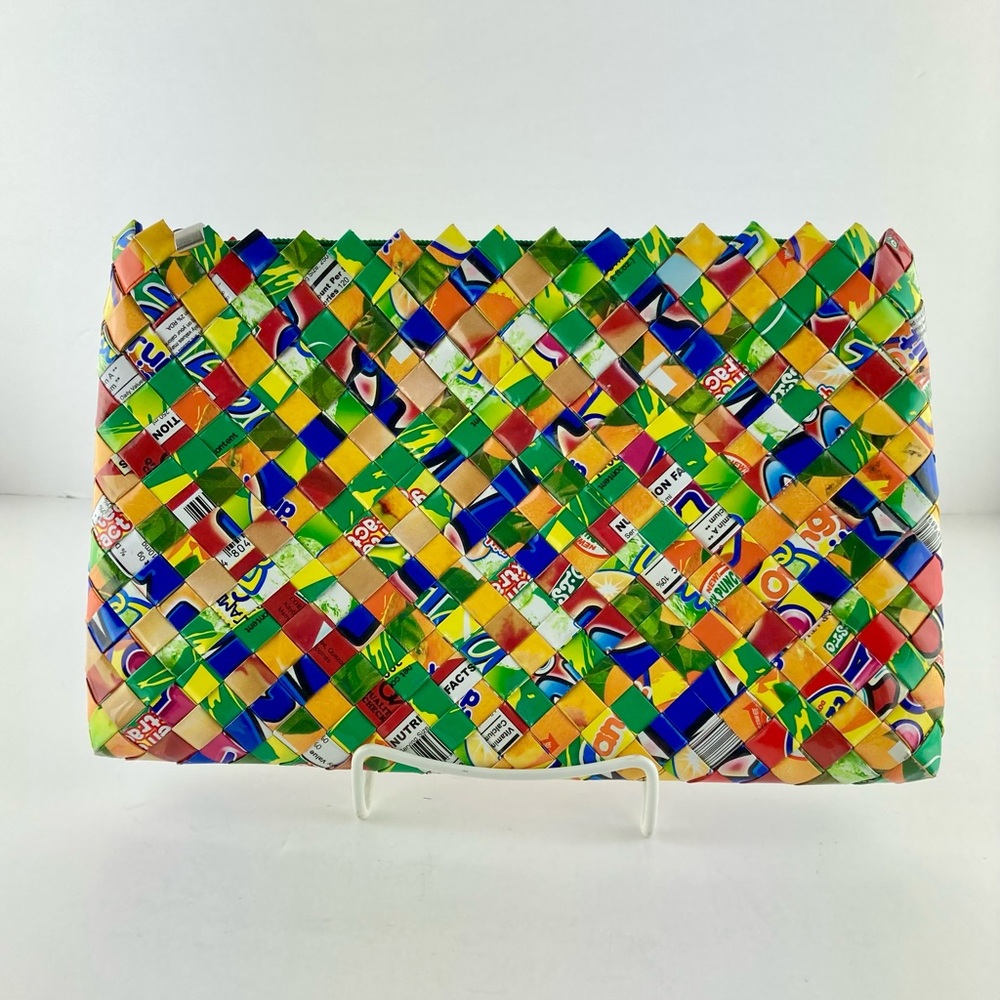 Gum Candy Wrapper Folded Zip Top Clutch Purse Wallet Recycled Plastic